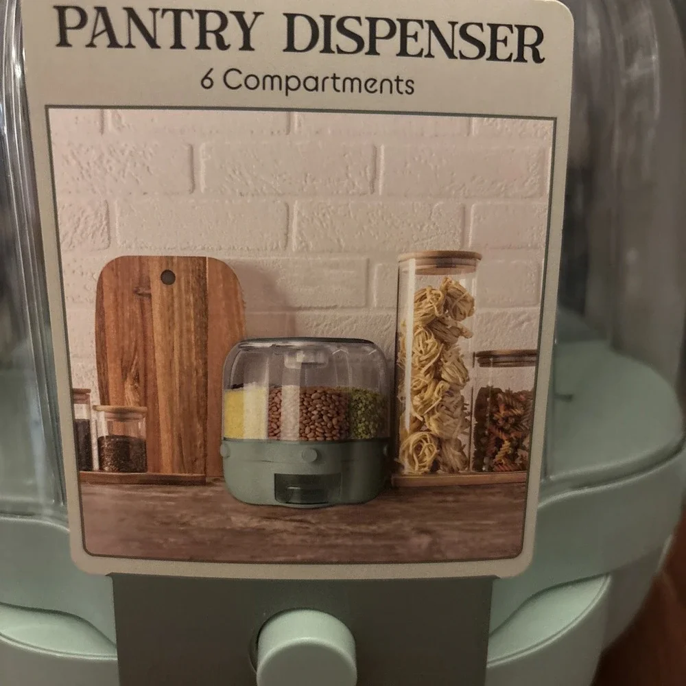 6-Grid Rotating Dry Food Dispenser Kitchen Rice Flour Sugar Grain Storage Bucket